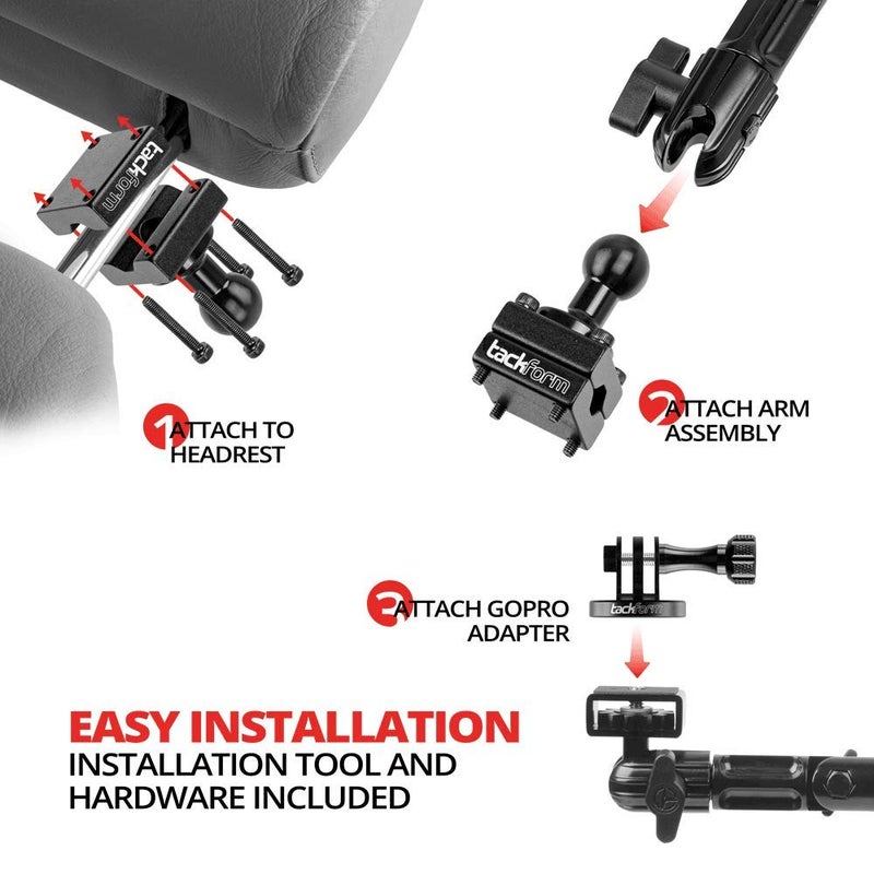 Tackform Headrest Mount for GoPro and Other Action Cameras,10.75 Inch - Image 3