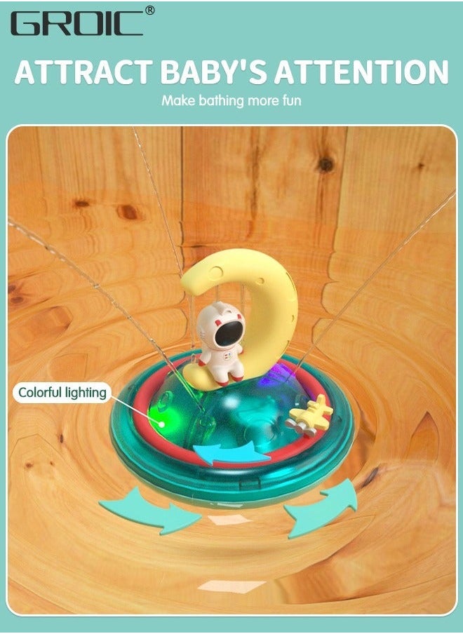 GROIC Electric Baby Bath Toys, Space Astronaut Swimming & Bathing Spray Water Light Up Toys with LED Light, Automatic Rotation, Ring play Bathtub Toy Rechargeable Battery  - Image 3