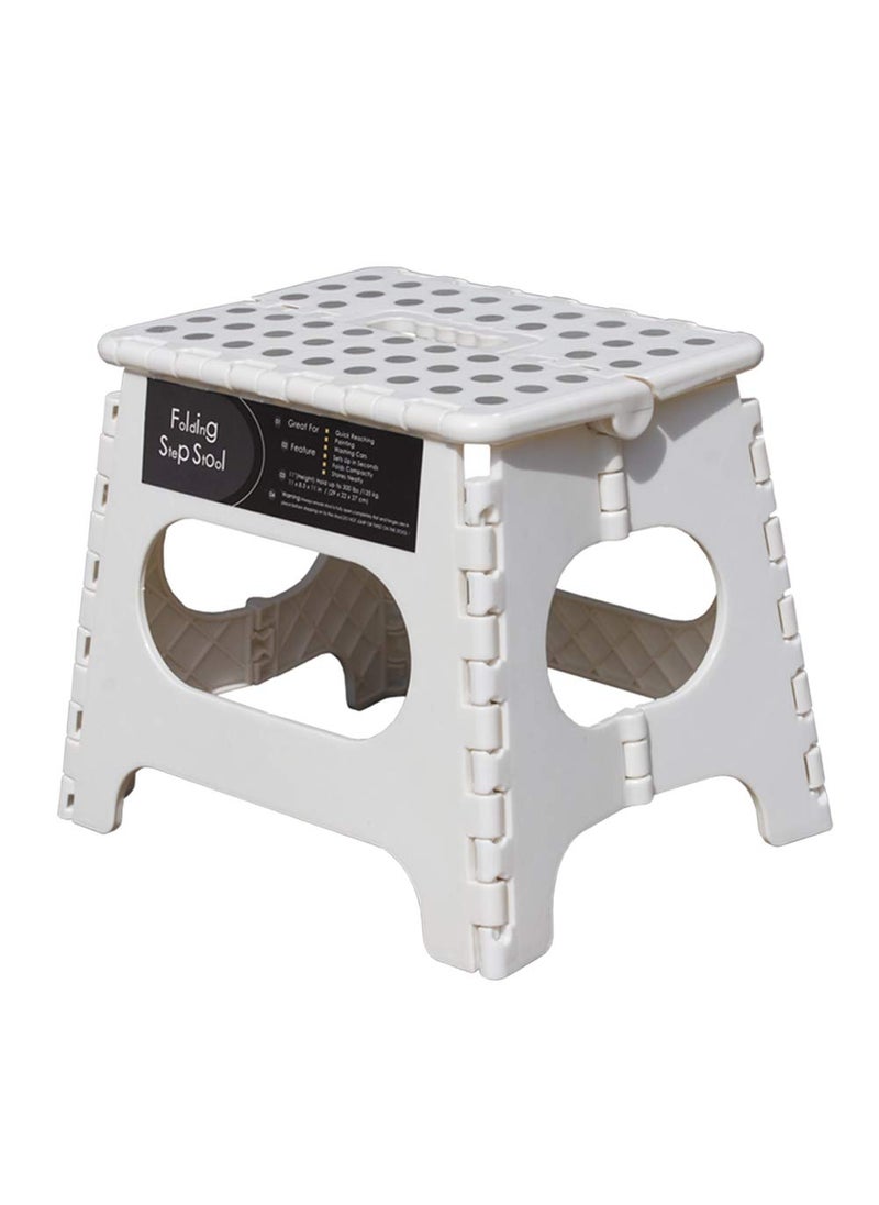 BEEANDEE Folding Step Stool 11 Height  Holds up 300 Lbs Lightweight Foldable Stepping Stool is Sturdy Enough to Support  Safe Enough for Adult Skid Resistant and Open with one flip WhiteGrey dots 