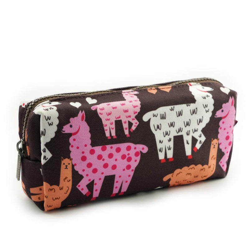 Llama Pencil Case Large Capacity Canvas Pen Bag Pouch Stationary Case Makeup Cosmetic Bag