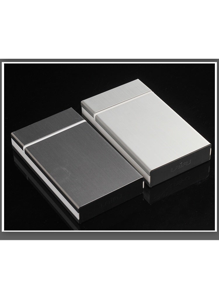 Cigarette Case 20 Capacity, Aluminum Automatic Slider - 2 Pack (Black+Silver, 100mm 100S)
