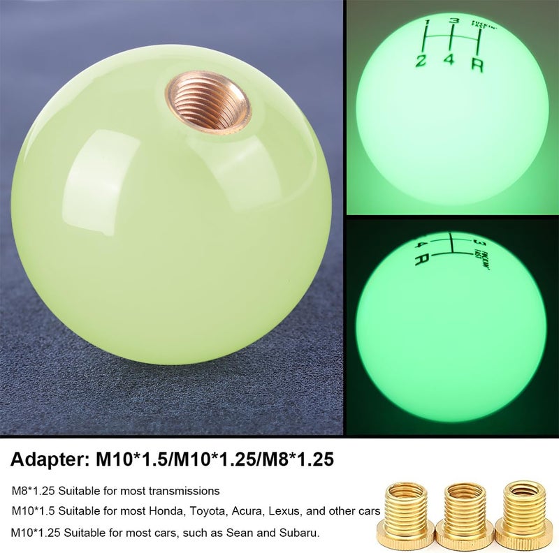 BESULEN Luminous Green Car Gear Shifter Head with 3 Adapters - 5 Speed Resin Shift Knob - Image 4