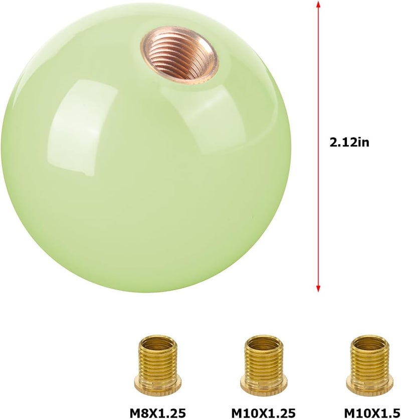 BESULEN Luminous Green Car Gear Shifter Head with 3 Adapters - 5 Speed Resin Shift Knob - Image 2