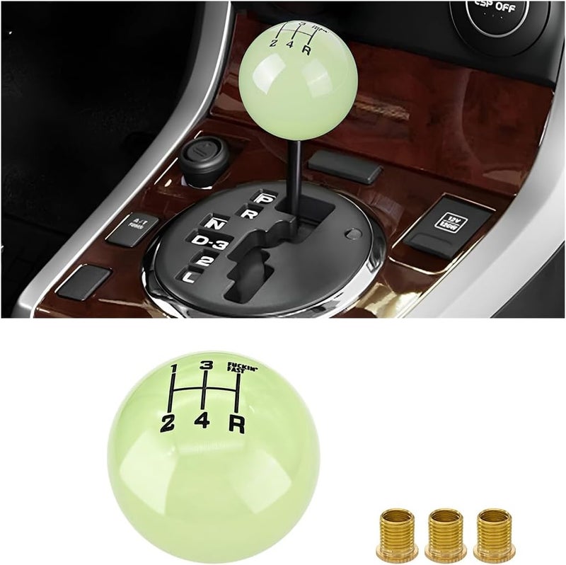 BESULEN Luminous Green Car Gear Shifter Head with 3 Adapters - 5 Speed Resin Shift Knob - Image 1