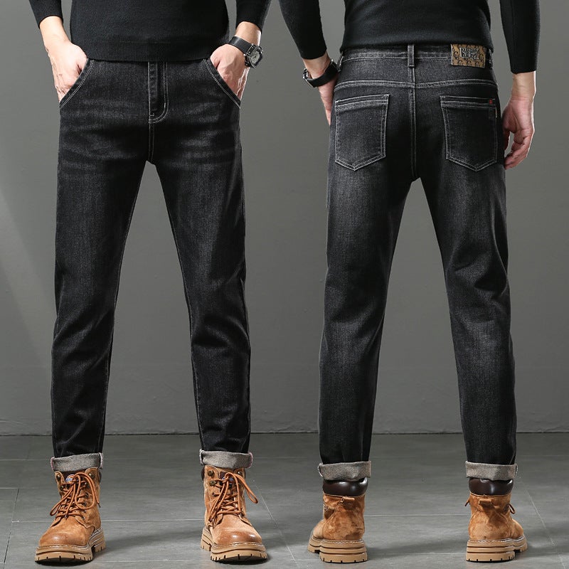 Trendy Mens Jeans Stretch Super Soft Tall Slim Mens Pants Teenager All-match Classic Short Video Explosive Pants 127 blue  - Image 2