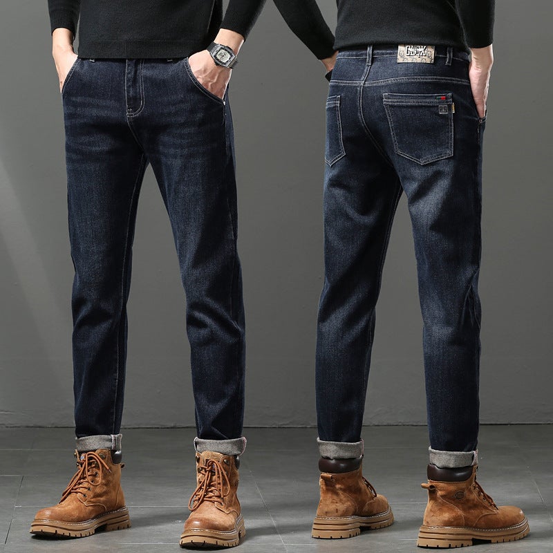 Trendy Mens Jeans Stretch Super Soft Tall Slim Mens Pants Teenager All-match Classic Short Video Explosive Pants 127 blue  - Image 3