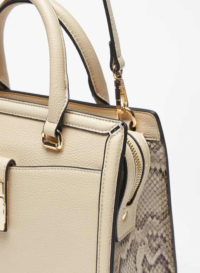 سيليست Women's Textured Tote Bag with Zipper Closure and Detachable Strap