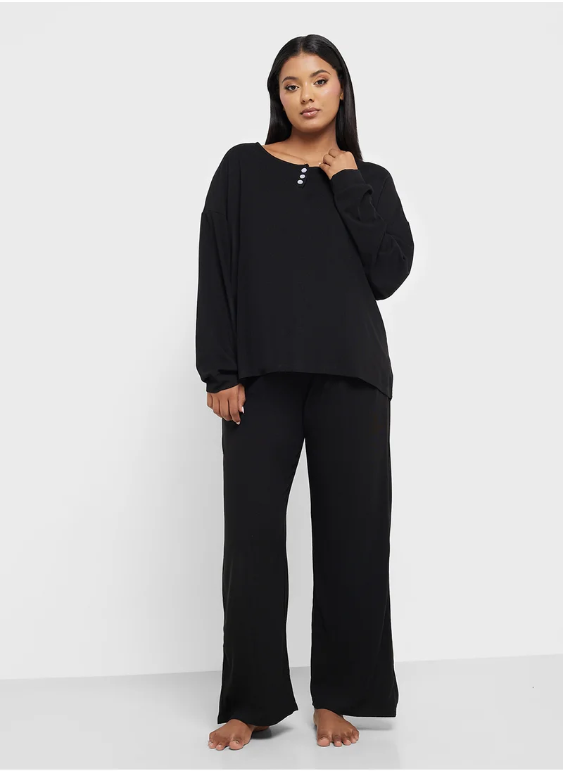 جينجر بلس Ribbed Long Sleeve Pyjama Set