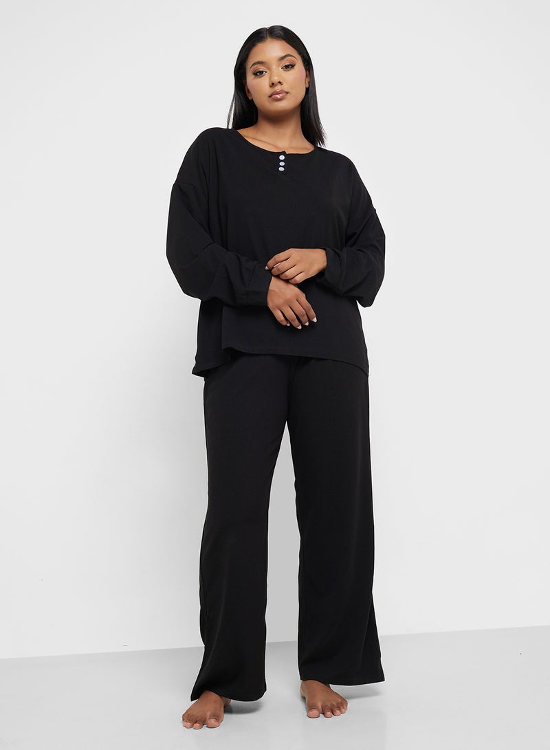 Ginger Plus Ribbed Long Sleeve Pyjama Set  - Image 5