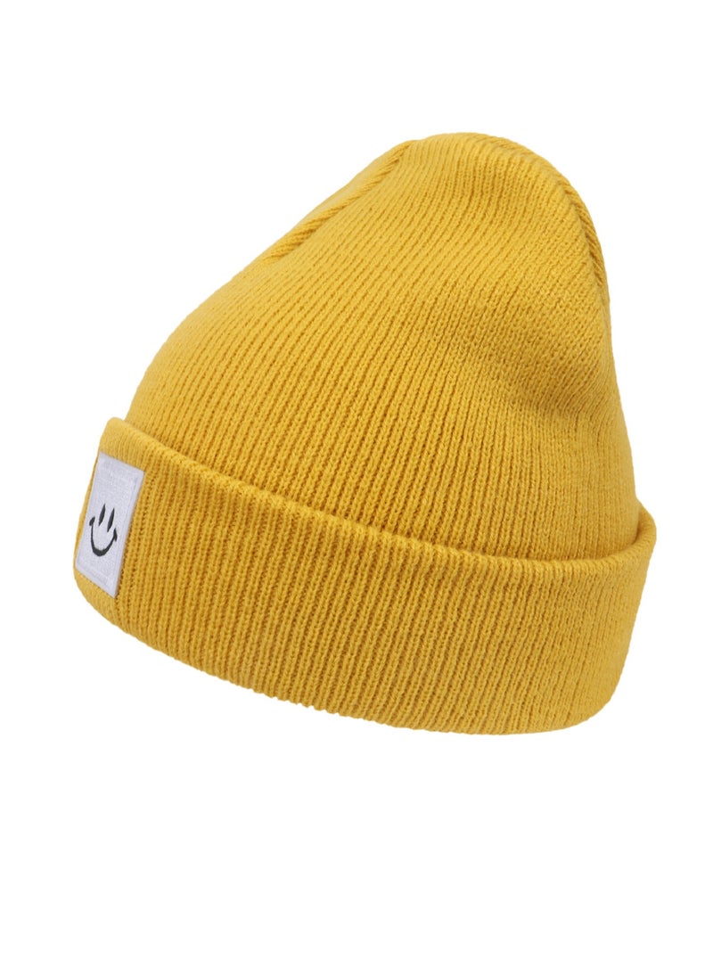 Generic - Baby Smiling Face Baby Knitted Hat Yellow - Image 1