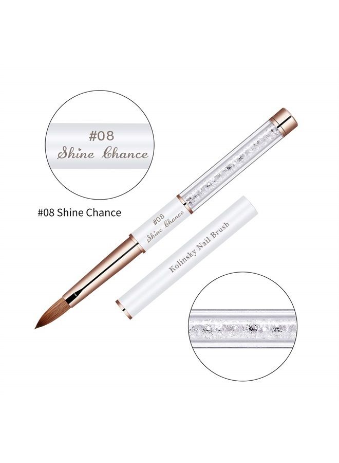 Shine Chance Acrylic Nail Brush Size 8, 100% Real Kolinsky Art Nail Brush for Acrylic Powder Application, Handmade Women Manicure Nail Extension Tool for Professional DIY Home Salon and Beginners - Image 3