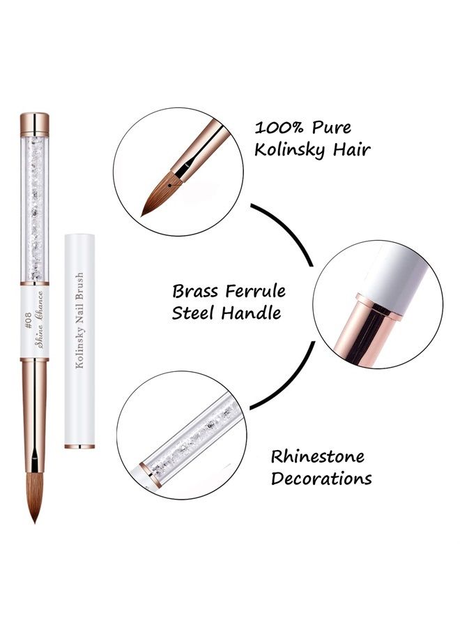 Shine Chance Acrylic Nail Brush Size 8, 100% Real Kolinsky Art Nail Brush for Acrylic Powder Application, Handmade Women Manicure Nail Extension Tool for Professional DIY Home Salon and Beginners - Image 2