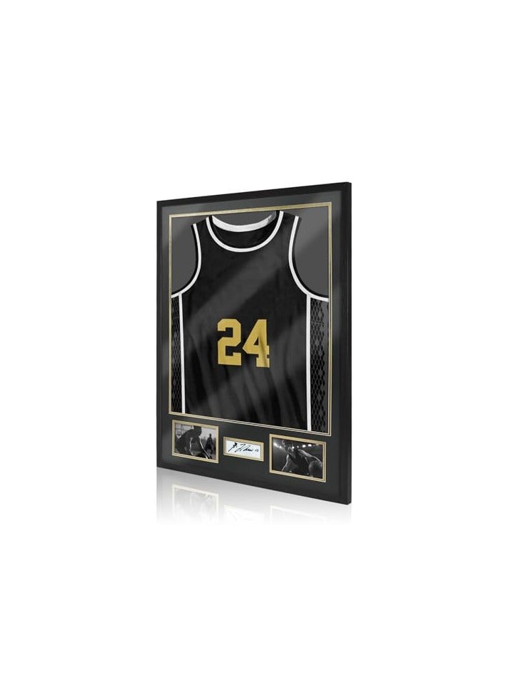 JERSEY FRAME DISPLAY CASE FOR FOOTBALLSOLID WOOD SHADOW BOX WITH 98 UV PROTECTION ACRYLICTWO PHOTO FRAME ONE SIGNATURE FOR BASEBALL BASKETBALL HOCKEY UNIFORMS BLACK WALNUT FINISH