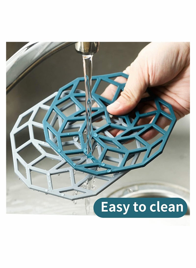Set 4 Silicone Mat Hot Pot Holder Hot Pads for Table Countertop Trivet for Hot Dishes Non-Slip Heat Resistant Modern Kitchen Hot Pads - Image 3