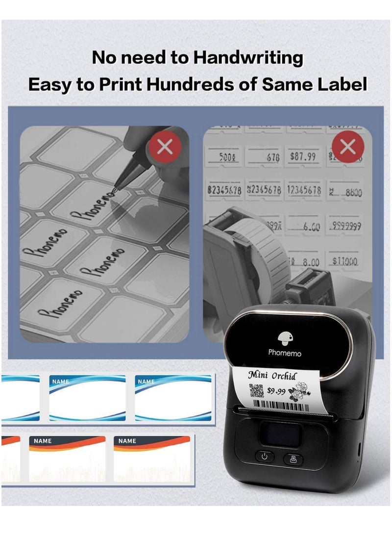 phomemo Label Maker with Tape, MarkDomain M110 Wireless Thermal Sticker Maker Machine with 1pack 40×30mm Label, for Clothing, Barcode, Retail, Address, Jewelry, Compatible with Android & iOS, Black - Image 5