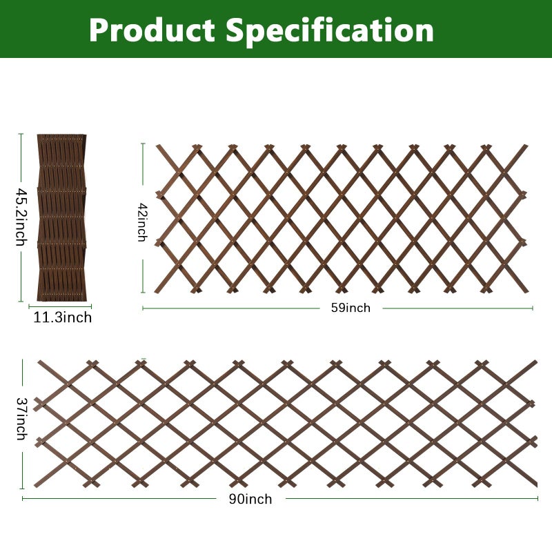 Tilinyan & one Expandable Garden Trellis, 37" x 90" Trellis for Climbing Plants Outdoor, Wooden Lattice Fence Wall Panel Lattice Panels for Outside, for Climbing Plants Vine Ivy Rose Cucumbers - Image 2
