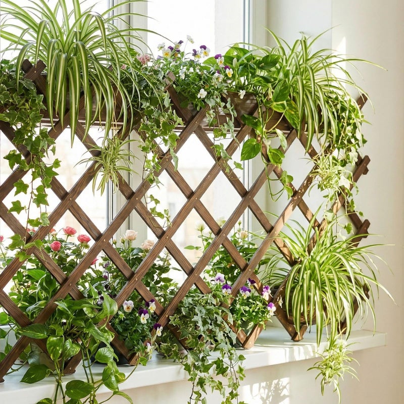 Tilinyan & one Expandable Garden Trellis, 37" x 90" Trellis for Climbing Plants Outdoor, Wooden Lattice Fence Wall Panel Lattice Panels for Outside, for Climbing Plants Vine Ivy Rose Cucumbers - Image 4