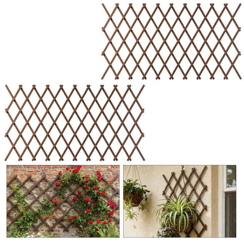 Tilinyan & one Expandable Garden Trellis, 37" x 90" Trellis for Climbing Plants Outdoor, Wooden Lattice Fence Wall Panel Lattice Panels for Outside, for Climbing Plants Vine Ivy Rose Cucumbers - Image 1