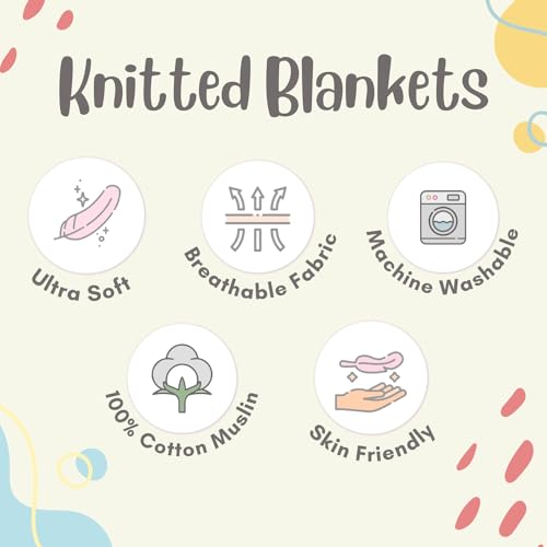 haus & kinder Knitted Baby Blanket, Soft Breathable Baby Blankets Newborn, Premium Baby Blanket for 0-2 Years, Cozy Blankets for Crib, Nursery & Stroller, New Born Baby Essentials | Little Bloom - Image 2