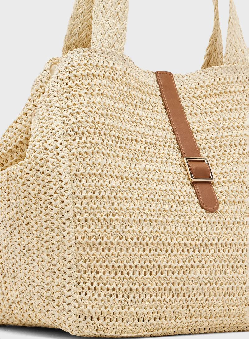Ginger Raffia Woven Structured Tote