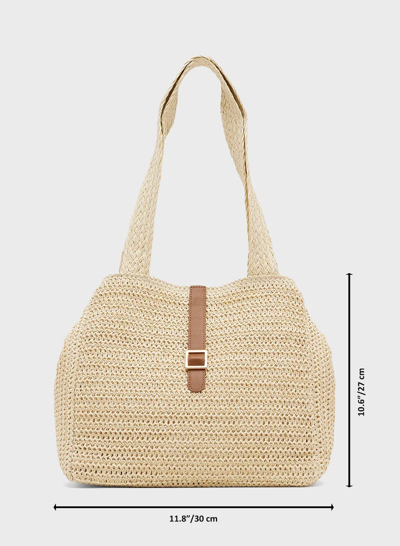 Ginger Raffia Woven Structured Tote