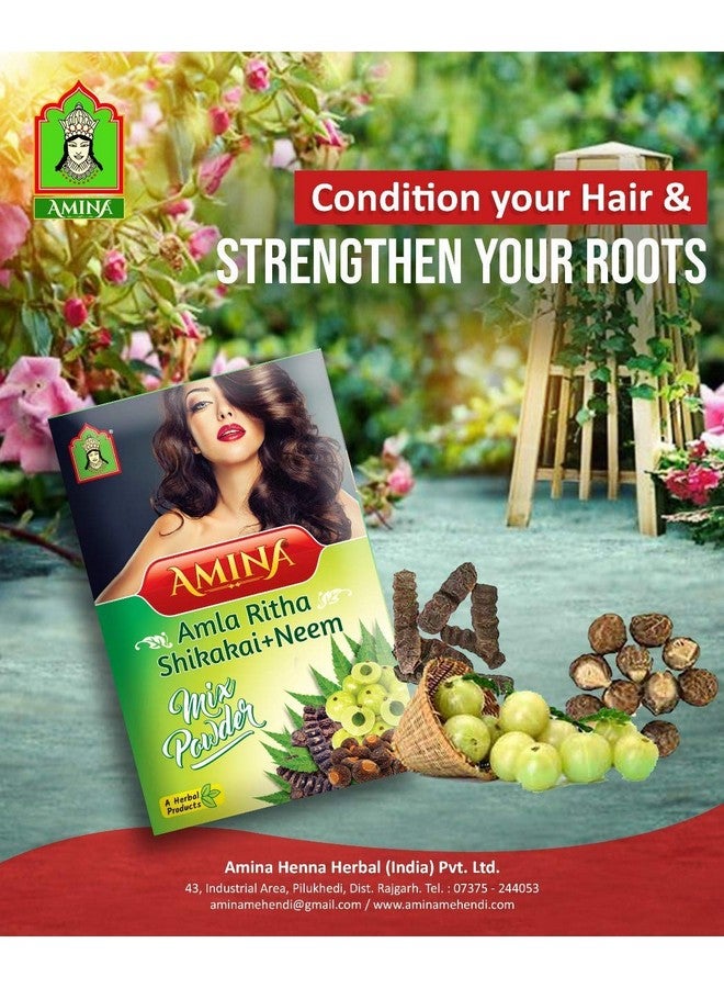 Amina Herbal Amlarithashikakai Hair Wash Powder 480 G (Pack Of 6) With Herbal Jadibuti/Jadibutty For Hair Fall Dandruff Pack Of 1 - Image 4