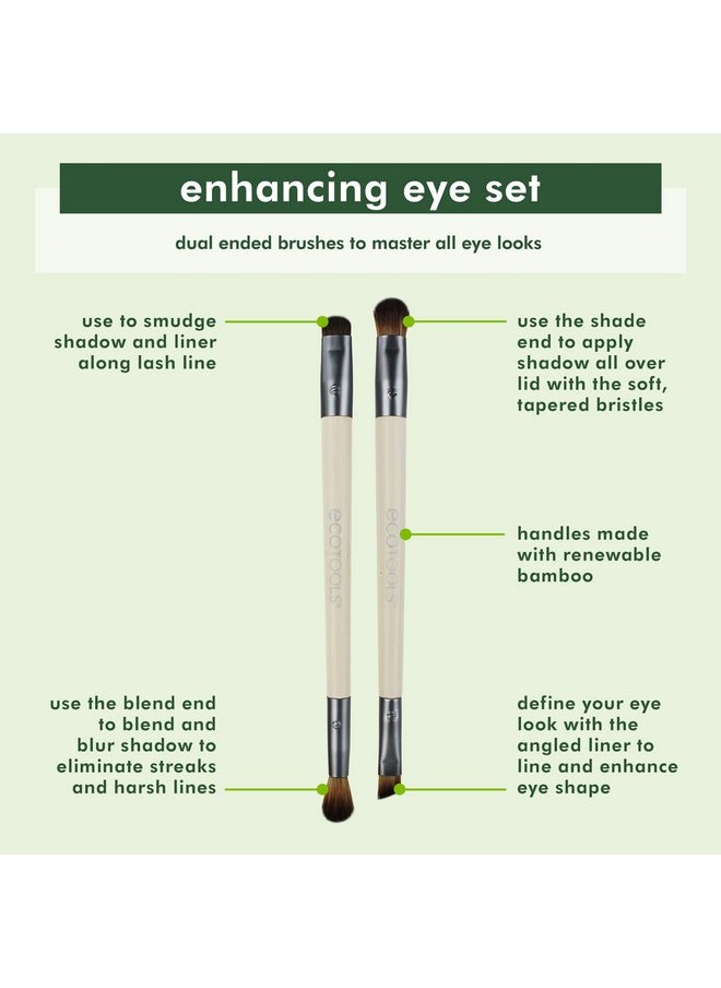 Ecotools EcoTools Enhancing Eye Brush Set, Makeup Brushes For Liquid, Cream & Powder Eyeshadow & Eye Liner Application, Dual-Sided & Eco-Friendly, Synthetic Bristles, Cruelty-Free, 2 Piece Set  - Image 3