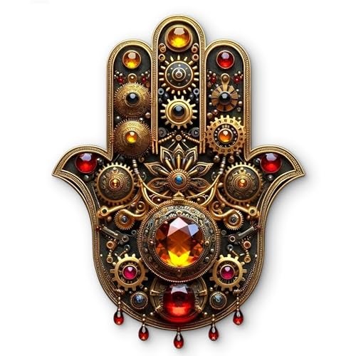 Whittlewud Wooden Hamsa Hand Wall Hanging 8x10.6 Inch Home & Spiritual Decor Easy to Hang | Decorative Wall Art for Living Room, Bedroom, Entrance & Office - Image 1