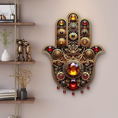 Whittlewud Wooden Hamsa Hand Wall Hanging 8x10.6 Inch Home & Spiritual Decor Easy to Hang | Decorative Wall Art for Living Room, Bedroom, Entrance & Office - Image 2