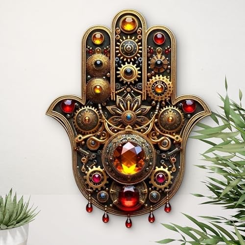 Whittlewud Wooden Hamsa Hand Wall Hanging 8x10.6 Inch Home & Spiritual Decor Easy to Hang | Decorative Wall Art for Living Room, Bedroom, Entrance & Office - Image 3