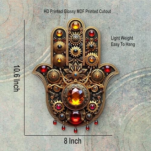 Whittlewud Wooden Hamsa Hand Wall Hanging 8x10.6 Inch Home & Spiritual Decor Easy to Hang | Decorative Wall Art for Living Room, Bedroom, Entrance & Office - Image 4