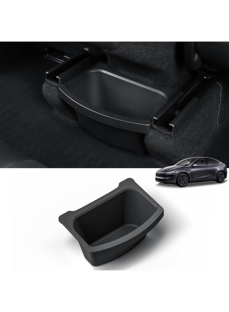 SYOSI Rear Center Console Floor Storage Box for Tesla Model Y (Juniper 2025 2026) - TPE Storage Organizer, 2nd Row Console Rubbish Bin, Convenient Car Accessories (Black) - Image 1
