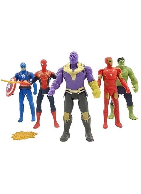 Avenger Toy Figures Set Hulk Captain-America Thanos Iron-Man Spider-Man Pack Of 6 Small Action Figures Set For Kids