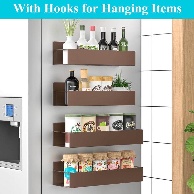 HuggieGems 4 Pack Magnetic Spice Storage Rack Organizer for Refrigerator and Oven, Bronze Fridge Organizers and Storage - Image 2