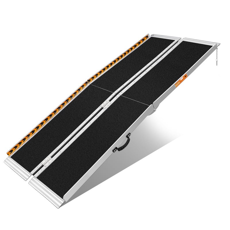 FACHNUO 7 Feet Portable Wheelchair Ramp NonSkid Aluminum Handicap Ramps with Handle Folding Threshold Wheel Chair Ramp for Home Steps Stairs Entry Threshold Doorways Scooter 800LBS Capacity