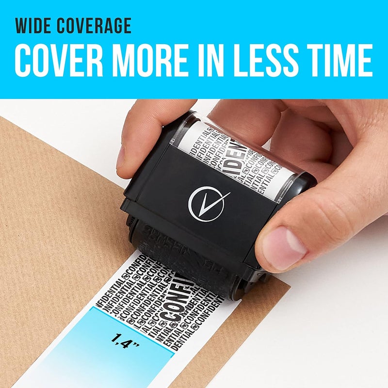 Vantamo Identity Protection Roller Stamps Wide Kit, Designed for Secure Confidential ID Blackout Security, Anti Theft and Privacy Safety (Classy Black, Stamp + 1 Box Cutter) - Image 3