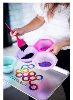 framar FRAMAR Multi-Colored Connect and Color Bowl Set – Mixing Bowls for Hair Color, Hair Bleach, Hair Dye, Coloring Set - 7 Pack  - Image 2