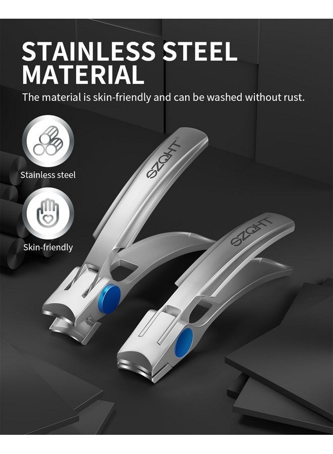 SZQHT Nail Clippers For Thick Nails Toenail Clippers For Ingrown Nails Fingernail Clipper Toe Nails Cutter Curved Handle Good Looking Silver - Image 2