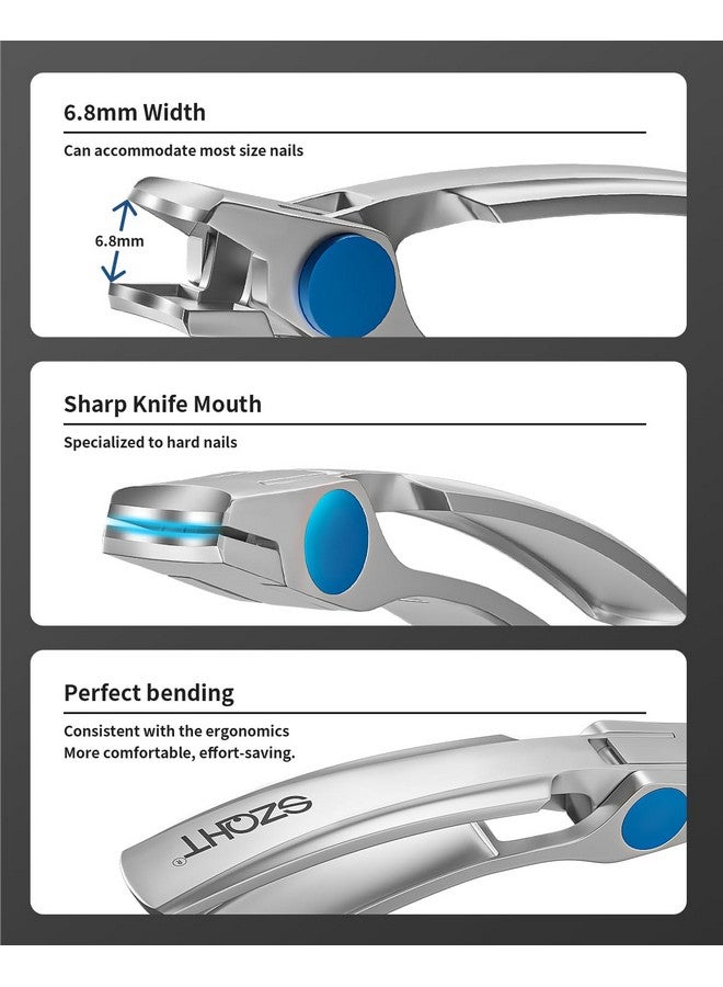 SZQHT Nail Clippers For Thick Nails Toenail Clippers For Ingrown Nails Fingernail Clipper Toe Nails Cutter Curved Handle Good Looking Silver - Image 4