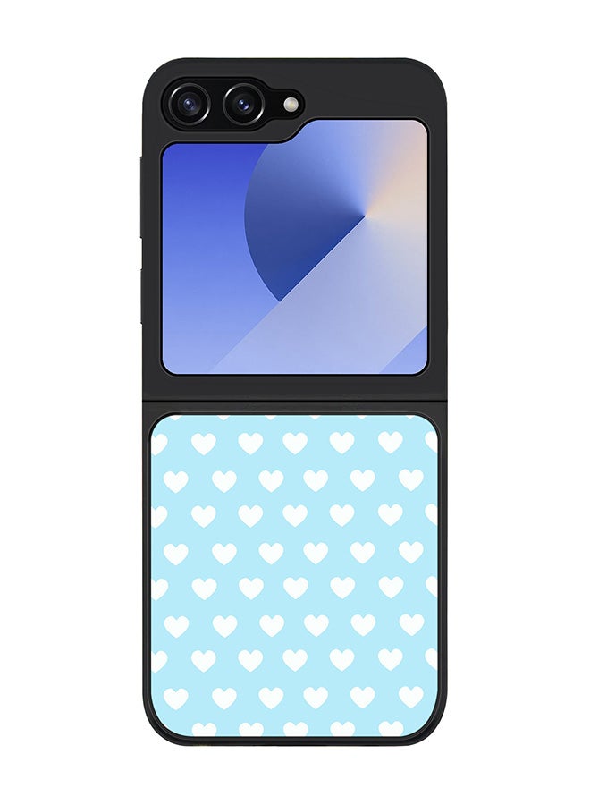 Stylizedd Rugged Black edge case for Samsung Galaxy Z Flip7 FE, Slim fit Soft Case Flexible Rubber Edges Anti Drop TPU Gel Thin Cover -  Baby Blue Hearts - Image 1
