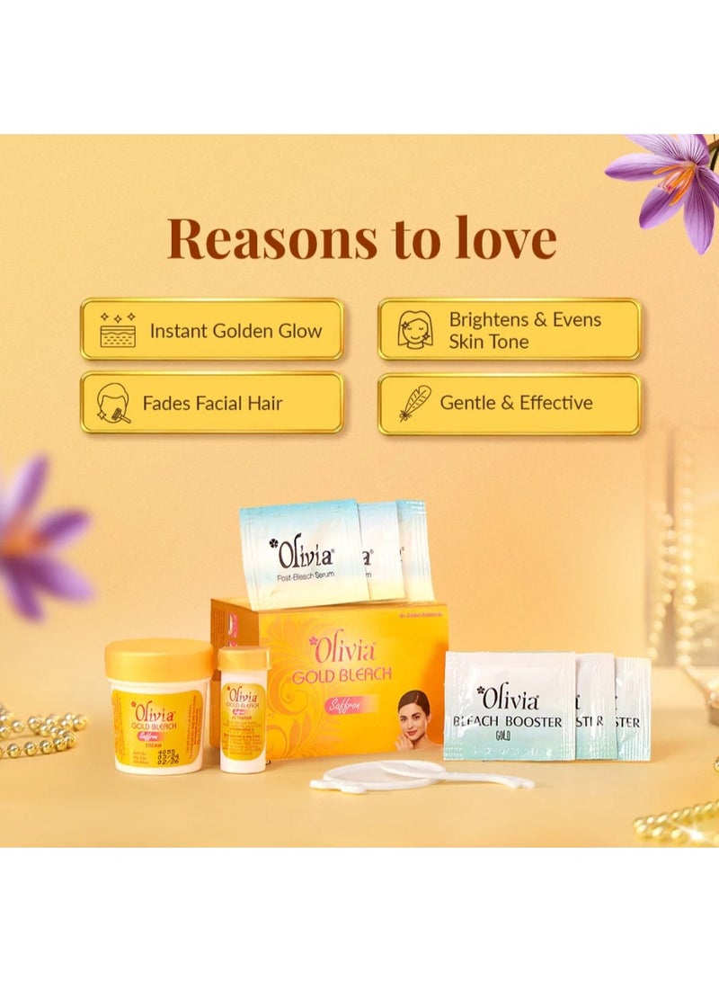 Olivia Gold Saffron Bleach Cream 30g – Facial Brightening Bleach with Special Sunscreen Serum for Radiant Skin - Image 3