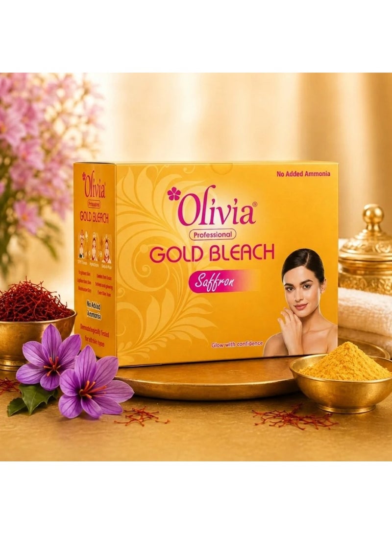 Olivia Gold Saffron Bleach Cream 30g – Facial Brightening Bleach with Special Sunscreen Serum for Radiant Skin - Image 1