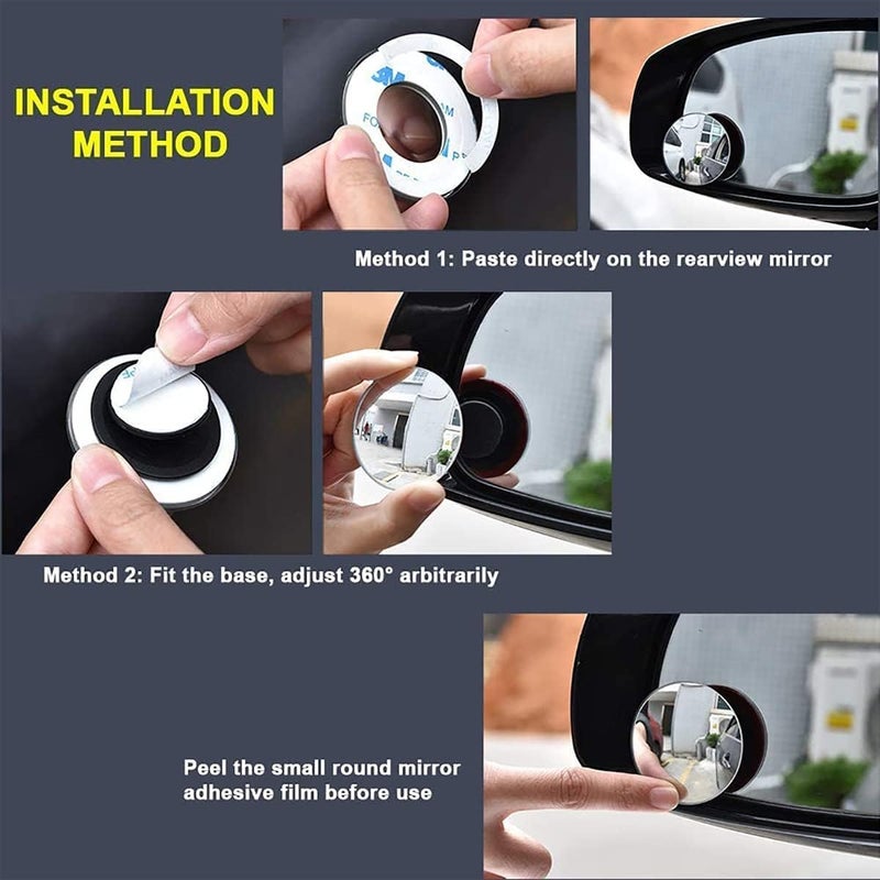 Chefkit 360° Rotatable Blind Spot Mirror - 2 Pack Adjustable Waterproof Convex Rear View Mirror for Universal Cars - Image 5