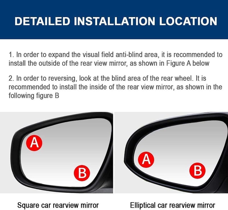 Chefkit 360° Rotatable Blind Spot Mirror - 2 Pack Adjustable Waterproof Convex Rear View Mirror for Universal Cars - Image 4