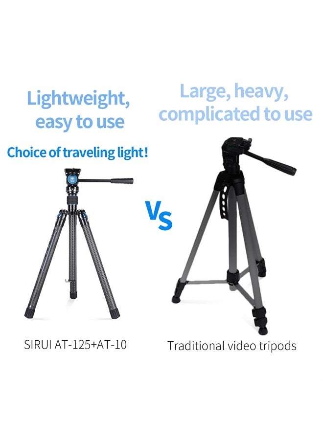 SIRUI Carbon Fiber Tripod Lightweight 2lbs with Panoramic Video Head, 59.8” Compact Camera Tripod Quick Release Leg Setup, Reversible Center Column, Reverse Folding Legs, Max Load 11lbs - Traveler X - Image 3