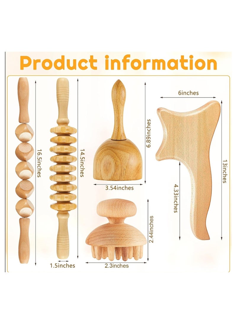 Arabest 5 Piece Wood Massage Tool Lymphatic Drainage Massager for Full Body And Head Muscle Pain Relief  - Image 5