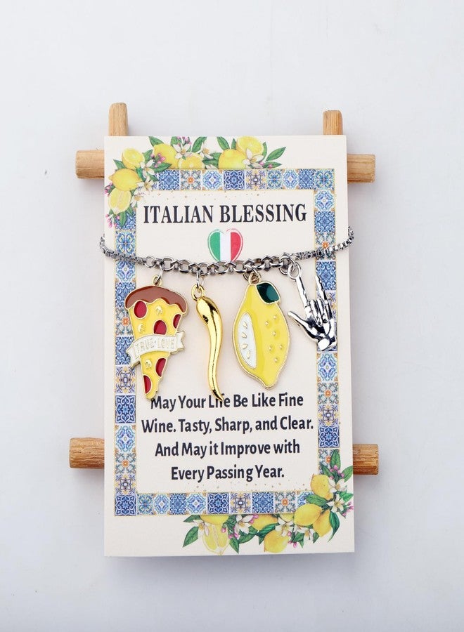 SEIRAA Italian Horn Bracelet Italian Blessing Gifts Italian Jewelry Italian Lemon Bracelet Italian Mama Gifts (PizzaLemon Brace) - Image 3