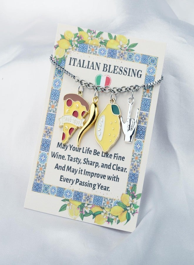 SEIRAA Italian Horn Bracelet Italian Blessing Gifts Italian Jewelry Italian Lemon Bracelet Italian Mama Gifts (PizzaLemon Brace) - Image 2