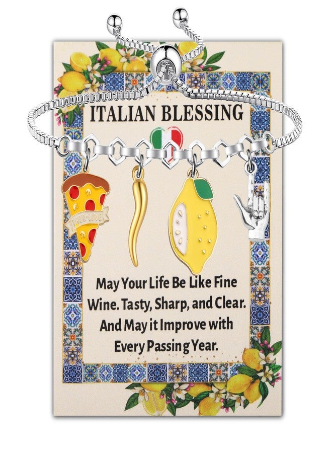 SEIRAA Italian Horn Bracelet Italian Blessing Gifts Italian Jewelry Italian Lemon Bracelet Italian Mama Gifts (PizzaLemon Brace) - Image 1