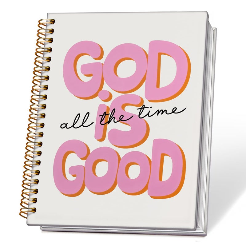 ETVISO Pink Bible Journal Notebook for Women, Inspirational Christian Gifts for Women, Prayer Bible Supplies Journal, Church Notes Notebook, Cute Preppy Aesthetic Hardcover Spiral Notebooks 5.5x8.3 - Image 1